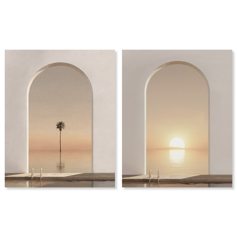 Coastal Window Set Landscape & Nature Canvas Print by Oliver Gal, Black Frame, 16 x 20, 20"H x 24"W, Gallery Wrapped