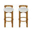 Ensemble de 2 tabourets de bar en bois à dossier bas avec revêtement doux-129903714