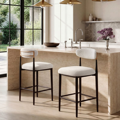 Modern Upholstered Boucle Bar&Counter Stool