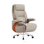 Fauteuil de direction électrique luxueux en cuir kaki clair de 48,82 po de style italien avec repose-pieds et fonction inclinable