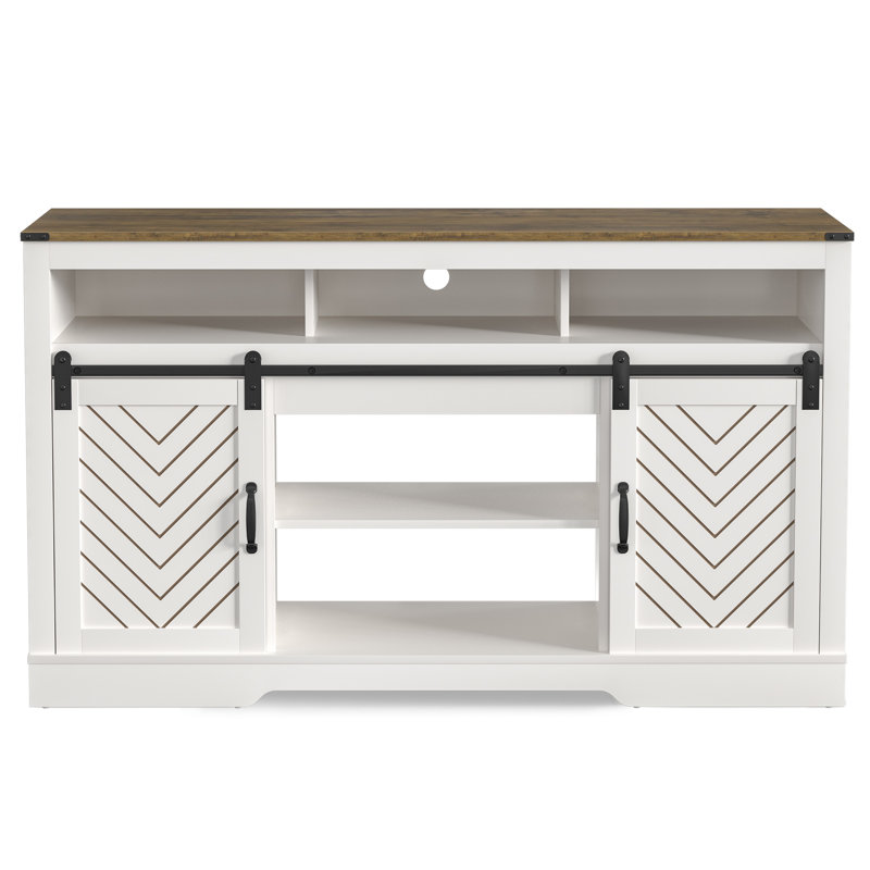 Milaun TV Stand for TVs up to 70", Natural/White