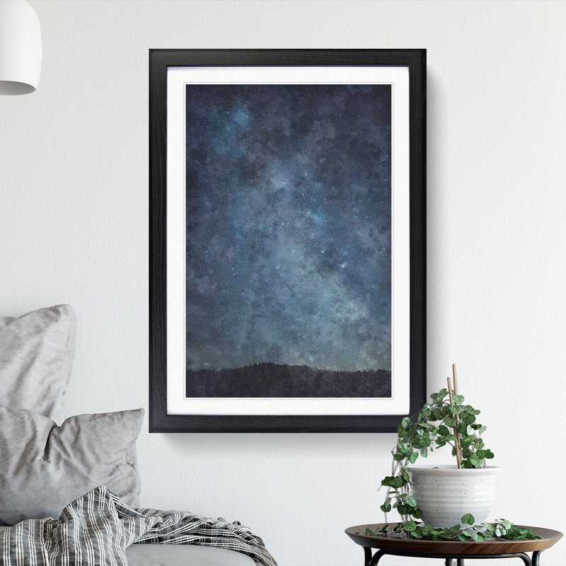 Starry Sky Painting - Framed Print, Black Framed, 87cm H x 62cm W x 2cm D