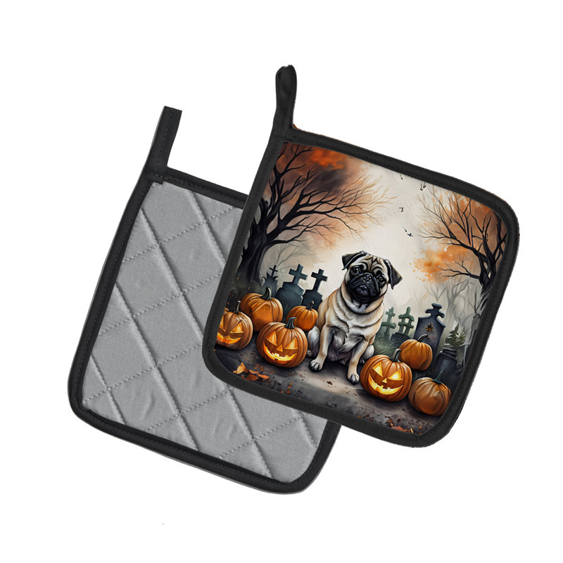 Paire de porte-casseroles Faw Pug Spooky Halloween