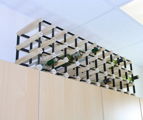 Felica 40 Bottle Floor Wine Bottle Rack, Natural Pine / Black Steel