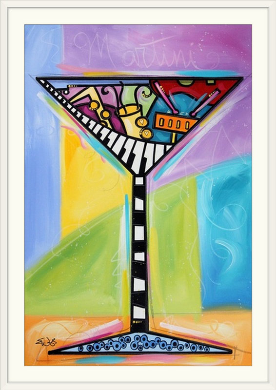 Malveaux «Raise Your Spirits, Martini» par Brittiney, impression, H 38 po x l 28 po x P 1 po, Cadre blanc