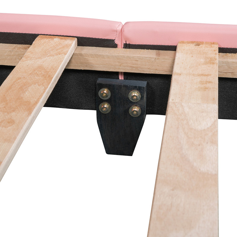 Lit plateforme tapissier en similicuir, Rose, Double