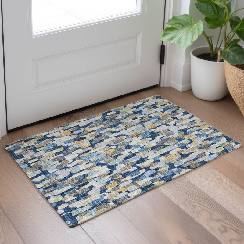 Tapis d'intérieur / extérieur lavable à la machine Chantille ACN2451, Marine, 1 pi 8 po x 2 pi 6 po