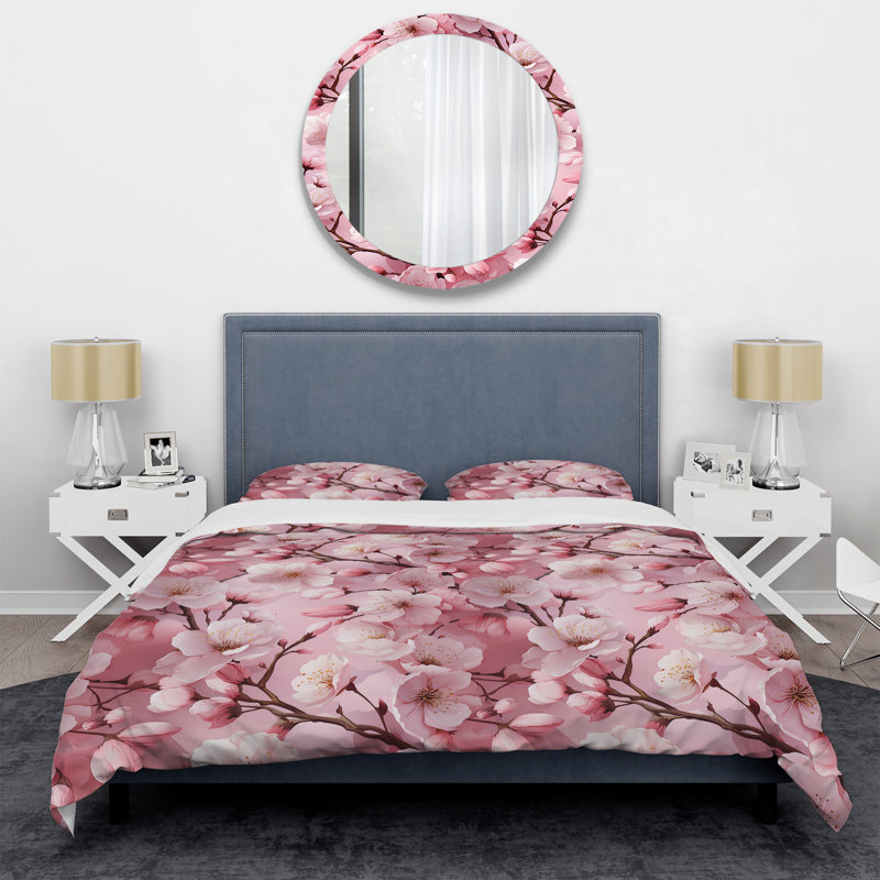 Ensemble de housse de couette Pink I, Housse de couette pour grand lit et 2 taies décor