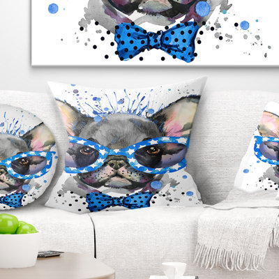 Cute French Bulldog with Glasses - Animal Printed Pillow