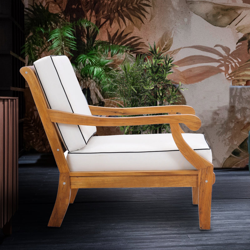 Teak Deep Seating Patio Chair with Cushions
