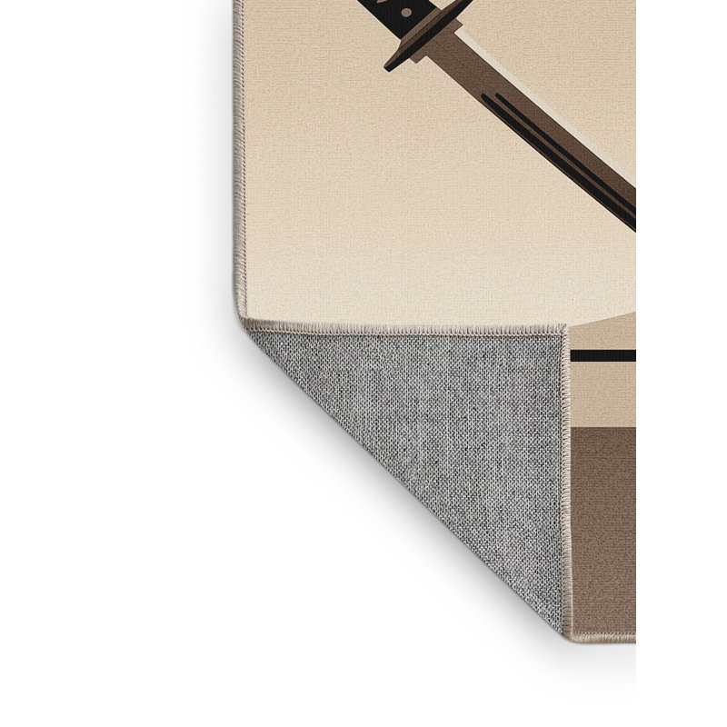 Machine Washable Coalmont Seppuku Ritual Minimalist Rug in Beige – Beige Binding, 6x9