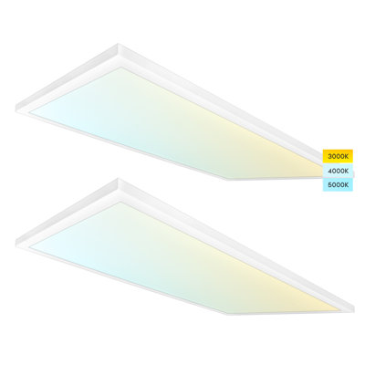 2 x 4 pi à fixation en surface à écran plat 3 couleurs sélectionnables 5000 Lm 0-10V à intensité variable 120-277V