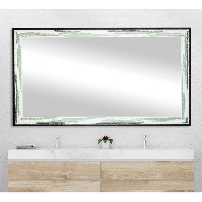 Hanshaw Solid Wood Rectangle Wall Mirror, 39" H x 49.5" W, Seafoam