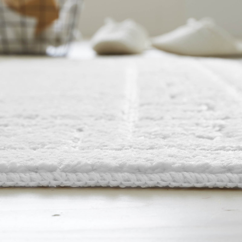 2 Piece Set Rectangle/U-shaped Bath Mat, White
