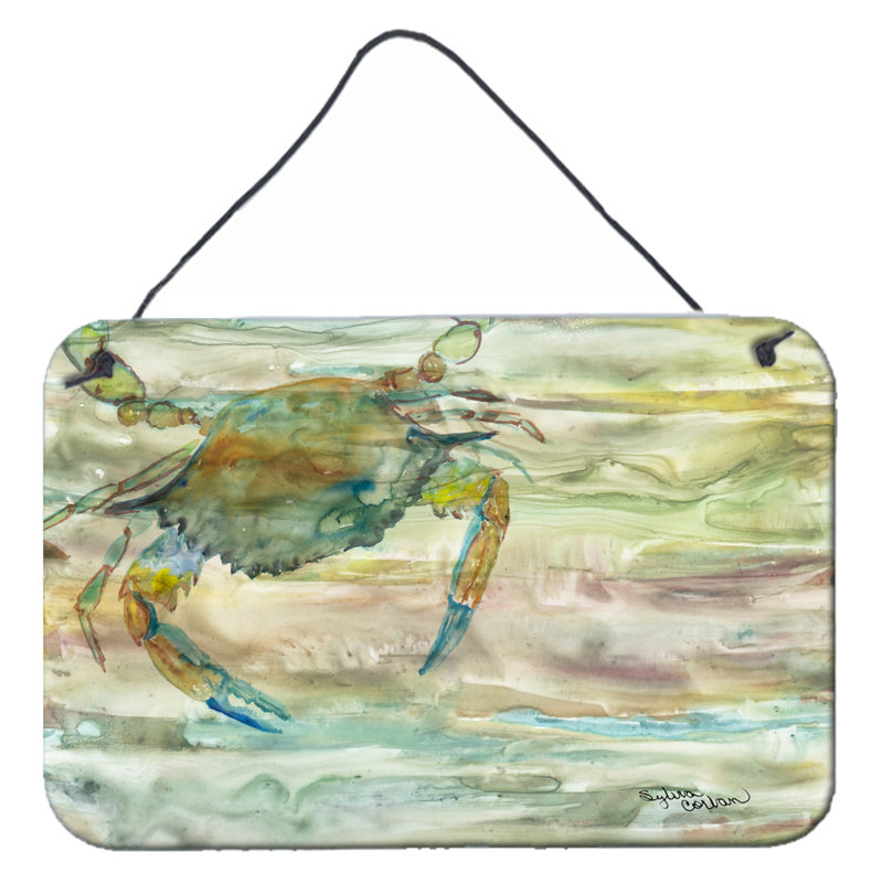 Hanging Prints Wall Décor, Yellow/Blue/Pink, Crab a Leg up Watercolor