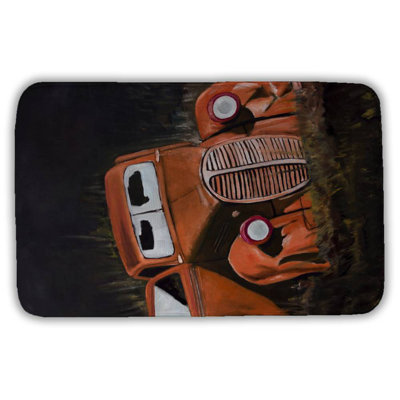 Humpy old car by night Bath Mat with Non-Slip Backing - Quick Dry Memory Foam Bathroom Rug - Absorbent - Modern Plush Spa-Style - Machine Washable