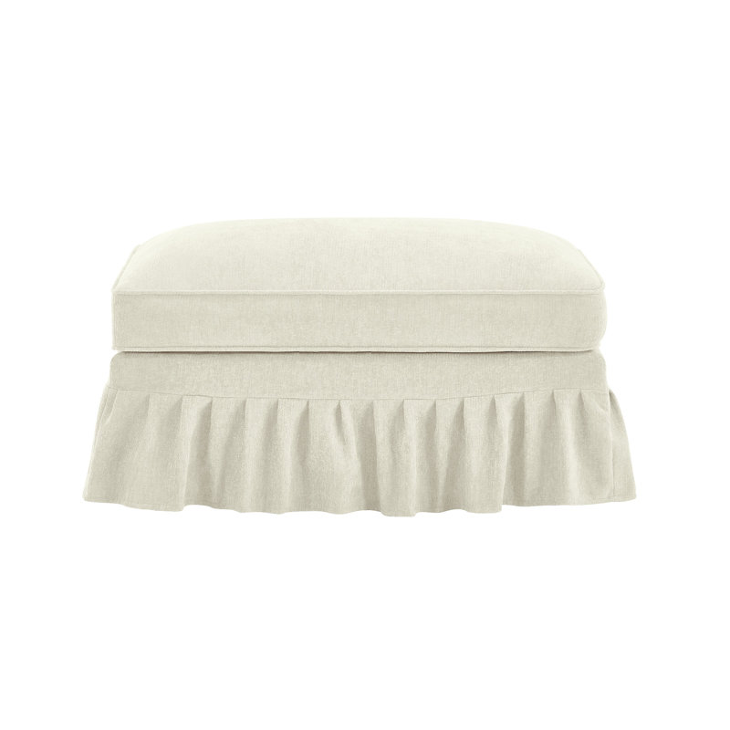 Repose-pieds en chenille, Beige / Blanc