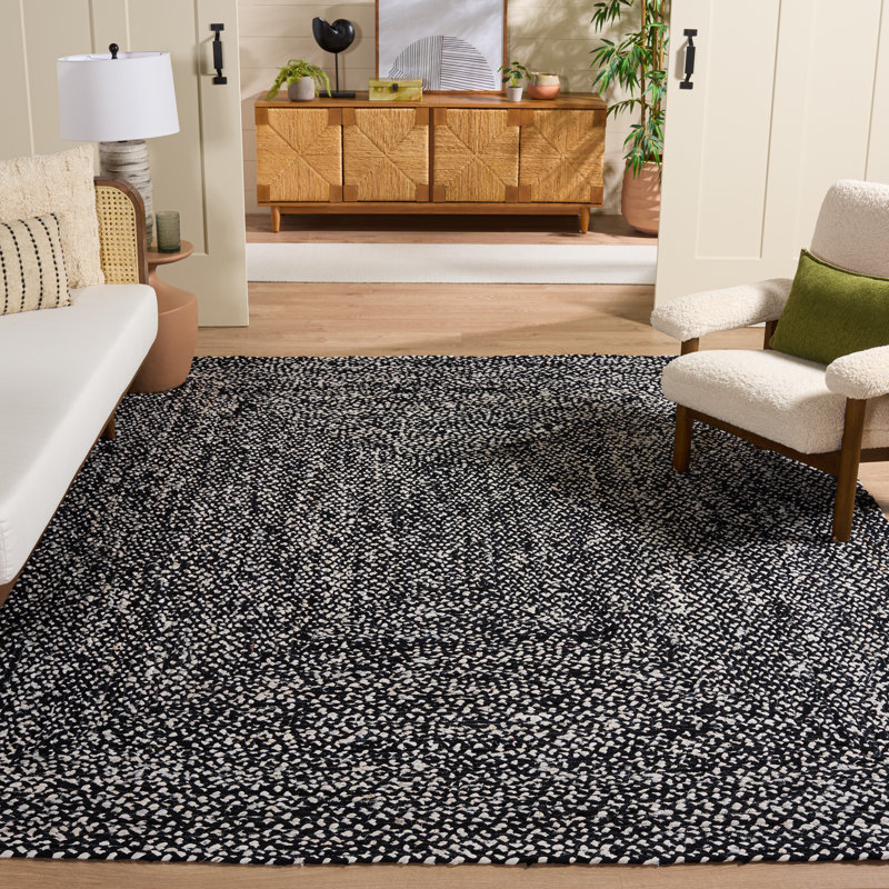 Braided Hand Woven Cotton Solid Color Indoor Rug, Rectangle 8' x 10'