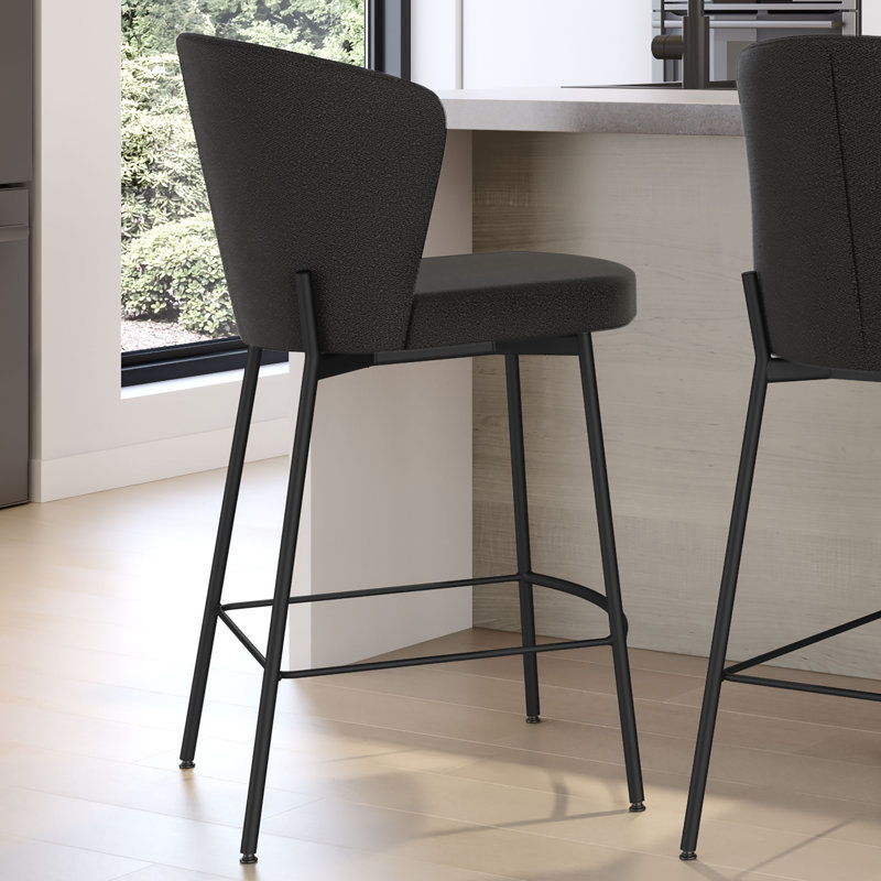 Tabouret de bar et de comptoir Anani, Noir, Gris anthracite, Tabouret de comptoir (siège d'une hauteur de 27,2