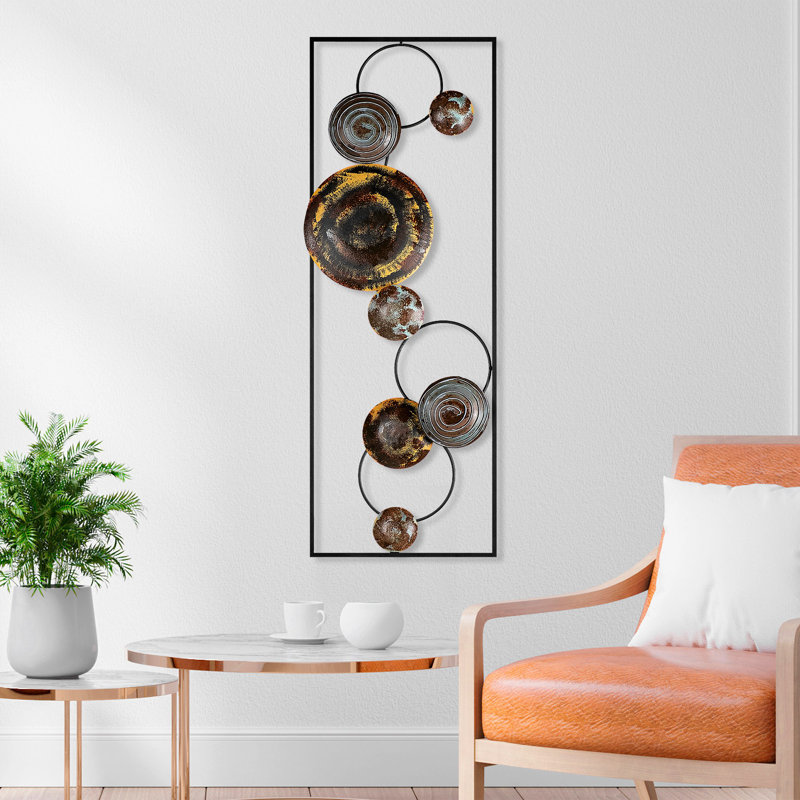 Hand-Painted Decorative Metal Wall Accessory, 12.6 x 35.4 x 1.6 Inches | 100% Metal, Unique Design & Texture | Lightweight at 4.3 lbs | Perfect for Home Décor, Living Room, and Office Spaces, Eye-Catching Art Piece