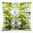Handmade 16X16 Velvet Throw Pillow – Green, Blue, And White Ikat Pattern With Down Insert For Boho-Chic Deco