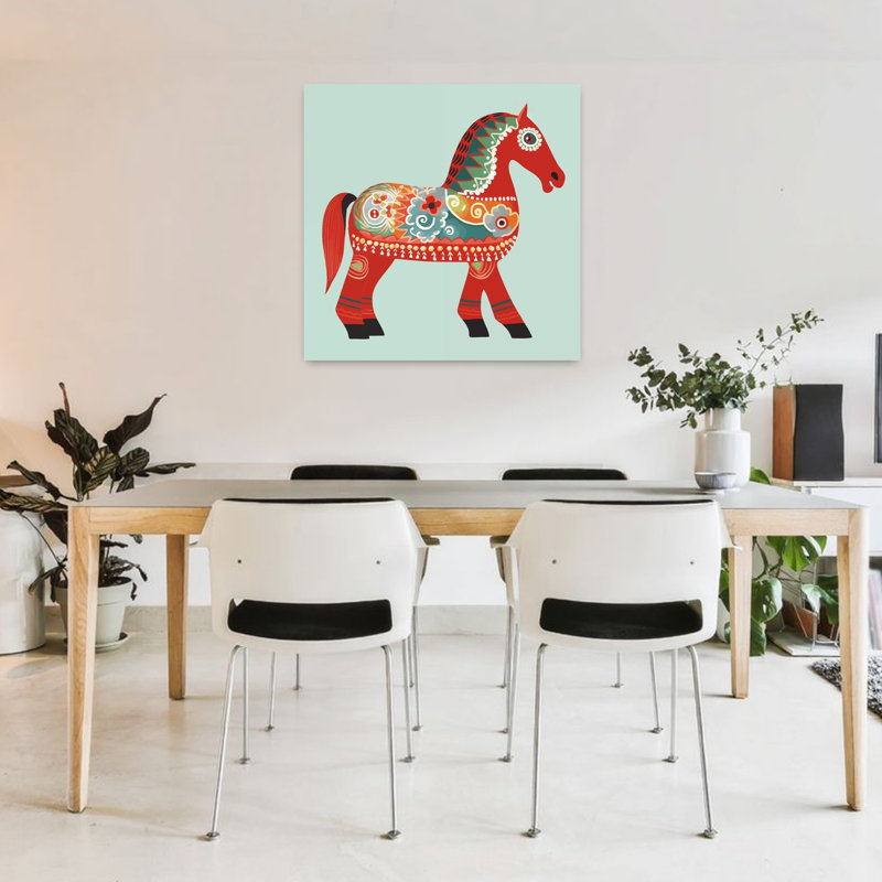Impression d'art mural cheval suédois traditionnel dala, H 36 po x l 36 po