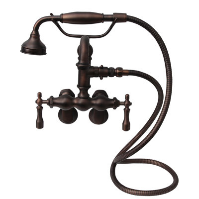 2 Handle Wall Clawfoot Tub Faucet with Diverter
