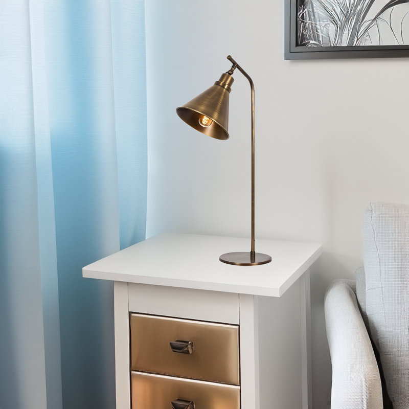 Lampe de table rétro en cuivre, corps en métal, 11,0 po de diamètre x 19,7 po de hauteur | Douille E27, 40 W maximum | Câble de 6,6 pi | Design scandinave industriel moderne | Parfait pour la décoration de la maison, du bureau et de l'hôtel