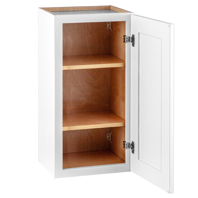 Armoire murale blanche à porte simple en bois massif avec 3 tablettes pour le garage, le bureau, la cuisine - l 12 po x P 12 po x H 42 po, robuste, facile à nettoyer, de salle de bain réglable, de style Shaker, multifonctionnel