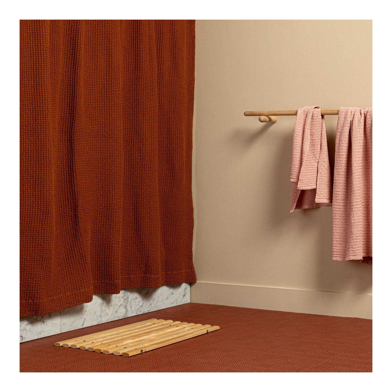Simple Cotton Shower Curtain, Terracotta