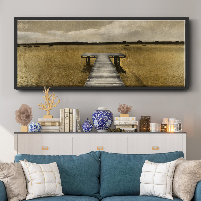 Golden Pier- Framed Canvas, 24" H x 60" W