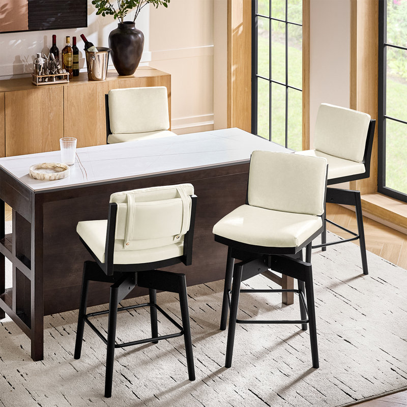 Lafrance Modern Barstool with Adjustable Features, Ivory, 2
