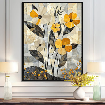 «Summer Mosaic Flower On Grey Desert Blossom III», art mural fleurs