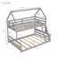 Lit superposé simple au-dessus d'un lit double en bois compact, conception de maison moderne pour la famille