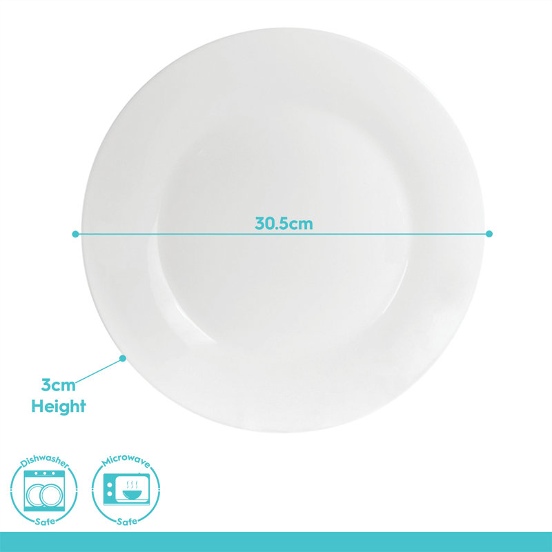 Argon Tableware - Large Classic Dinner Plates - 30cm - Set of 24
