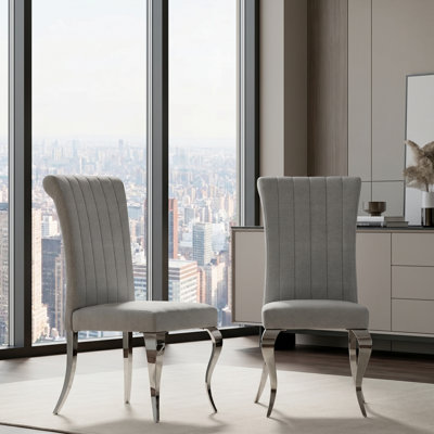 Ensemble de 4 chaises de salle à manger rembourrées Grey Boucle