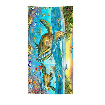 Beach Towel 55x27in Sea Turtle Patterns Beach Towel Quicks Drying Not Easily Sand Sticking Towel Multi Purpose Travel Swimming Sports Towel Bath Towel Blanket