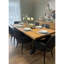 Table de salle à manger de 213 cm (84 po) en bois d'acacia massif à bords naturels avec piètement en X en métal noir