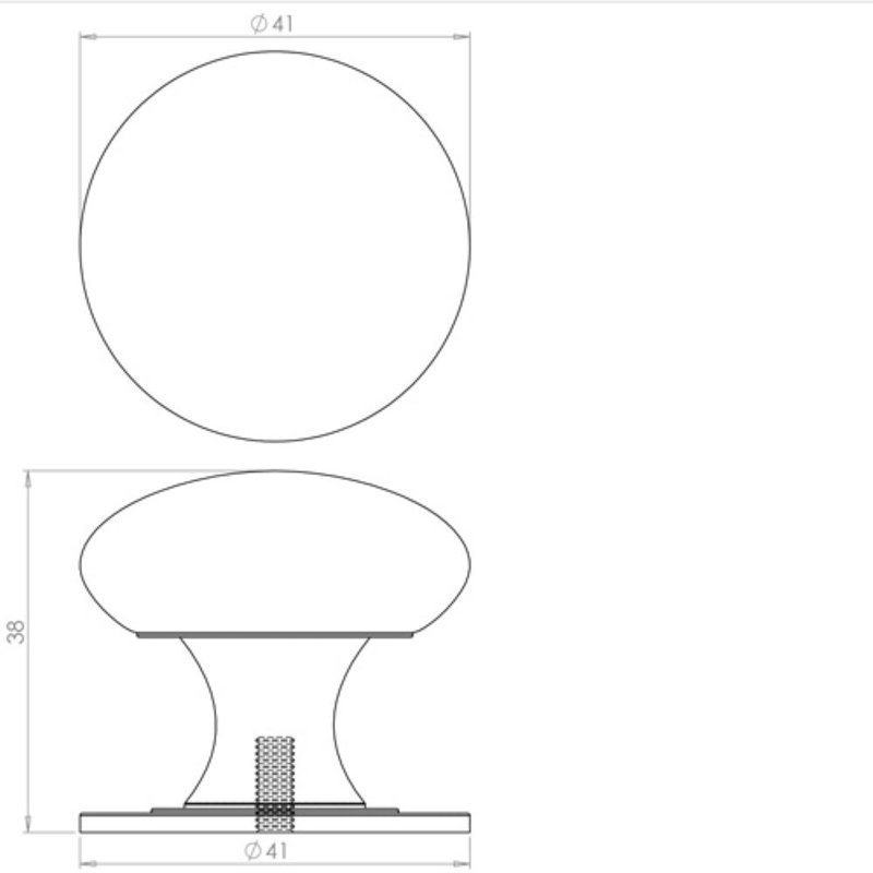41mm Diameter Mushroom Knob, Polished Chrome