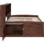 Lit capitaine en bois brun antique avec rangement, 4 tiroirs, 2 armoires pour lit double et tablette de rangement intégrée