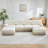 4-Seater With 2 Ottomans Cloud Modular Sectional, Tassel Skirt, Button Tufted Design, High-Density Foam, Ergonomic, Wooden Base, Beige-929563089