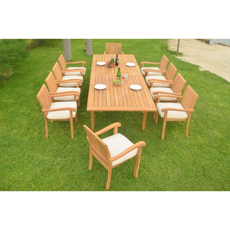 Dicha Outdoor 11 - Piece Teak Dining Set, Set of 8