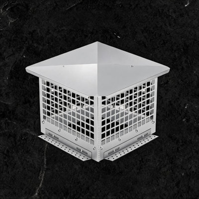 Chapeau de cheminée 14 po x 14 po - Couvercle en acier inoxydable 304 robuste, installation facile par le bas, pare-étincelles et pare-étincelles pour l'extérieur pour carreaux de cheminée en argile, argent