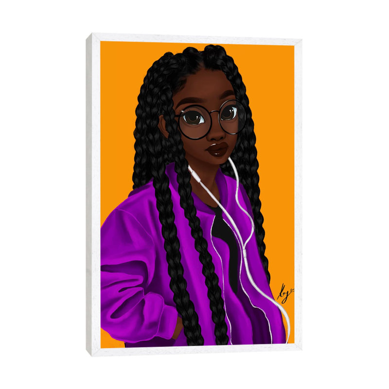 Music by Princess Karibo - Print on Canvas, 66.04 cm H x 45.72 cm W, White Framed