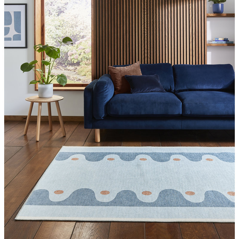 Scion Floral Digitally Printed 152cm X 230cm Area Rug, Blue, Rectangle 152 x 230 cm