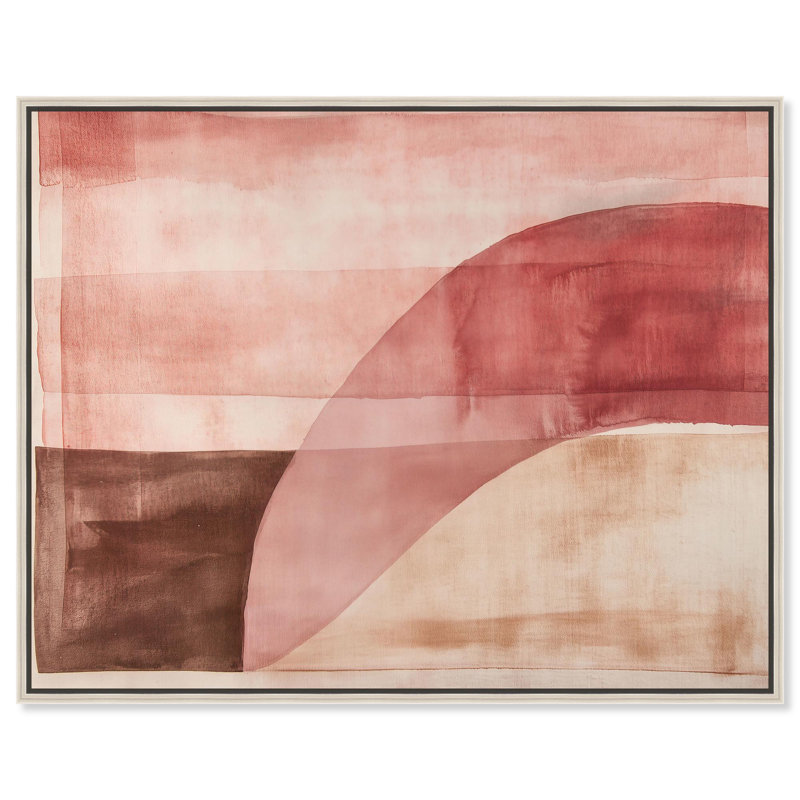 «Faded Crimson Canvas Modern Boho Abstract» par, H 37 po x l 46 po, Cadre argenté