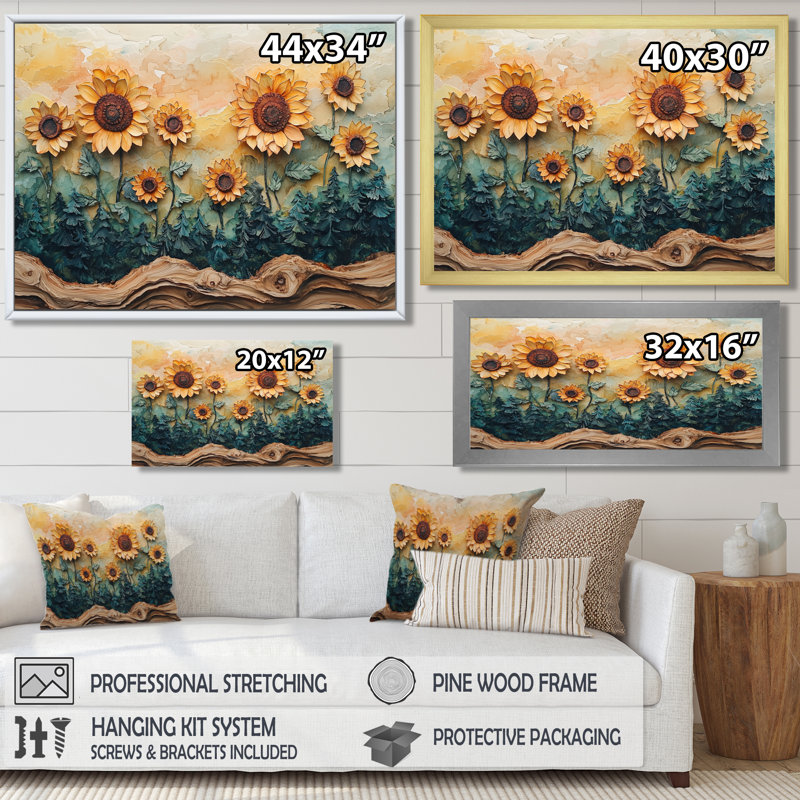 Dirinda - Floral Wall Art, Do Not Apply, 12" H x 20" W, Wrapped Canvas
