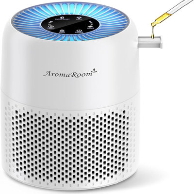 Purificateurs d'air Aromaroom pour chambre à coucher, purificateur d'air HEPA H13 pour la maison avec éponge parfumée, filtre à air portable pour fumée, allergies, poils d'animaux, odeur, poussière, veilleuse RVB, AP100-A (blanc)