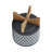 CERAMIC 8" AZTEC PLANTER ON WOODEN STAND, GRAY-1946190017