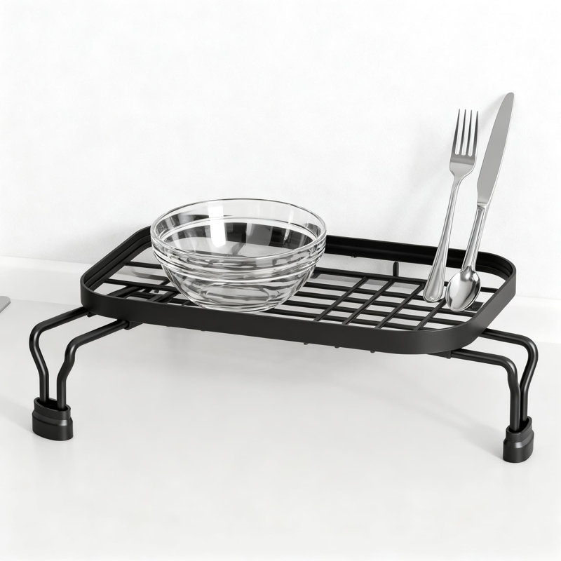 Over The Sink Dish Drying Rack With Adjustable Legs, Compact Countertop Dish Drainer With Multi-Placement Options, Rust-Resistant Metal Kitchen Organizer